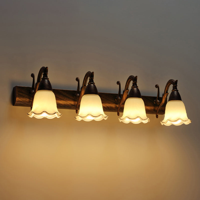 2 Lichter Badezimmerleuchte Amerikanische wasserdichte Lampe über Spiegel in weißem Glasschirm | Karnz