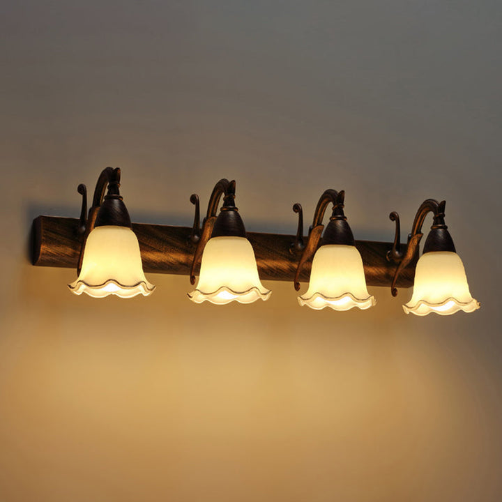 2 Lichter Badezimmerleuchte Amerikanische wasserdichte Lampe über Spiegel in weißem Glasschirm | Karnz