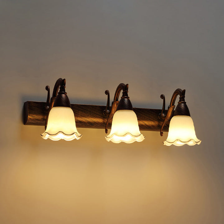 2 Lichter Badezimmerleuchte Amerikanische wasserdichte Lampe über Spiegel in weißem Glasschirm | Karnz