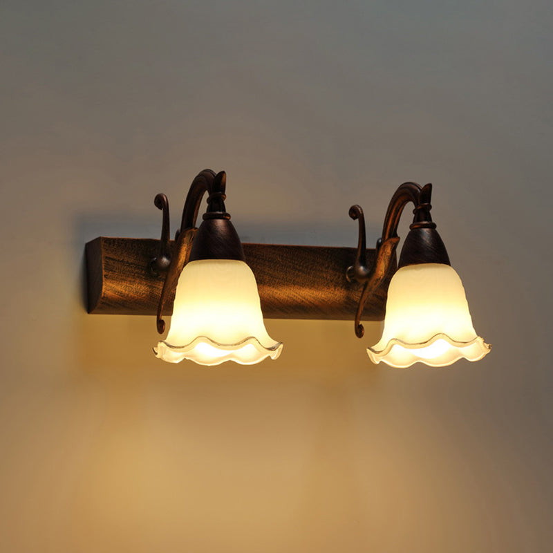 2 Lichter Badezimmerleuchte Amerikanische wasserdichte Lampe über Spiegel in weißem Glasschirm | Karnz
