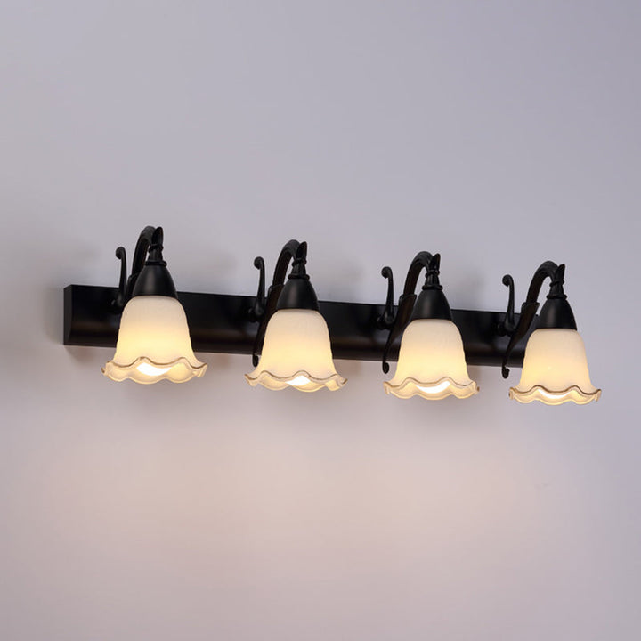 2 Lichter Badezimmerleuchte Amerikanische wasserdichte Lampe über Spiegel in weißem Glasschirm | Karnz