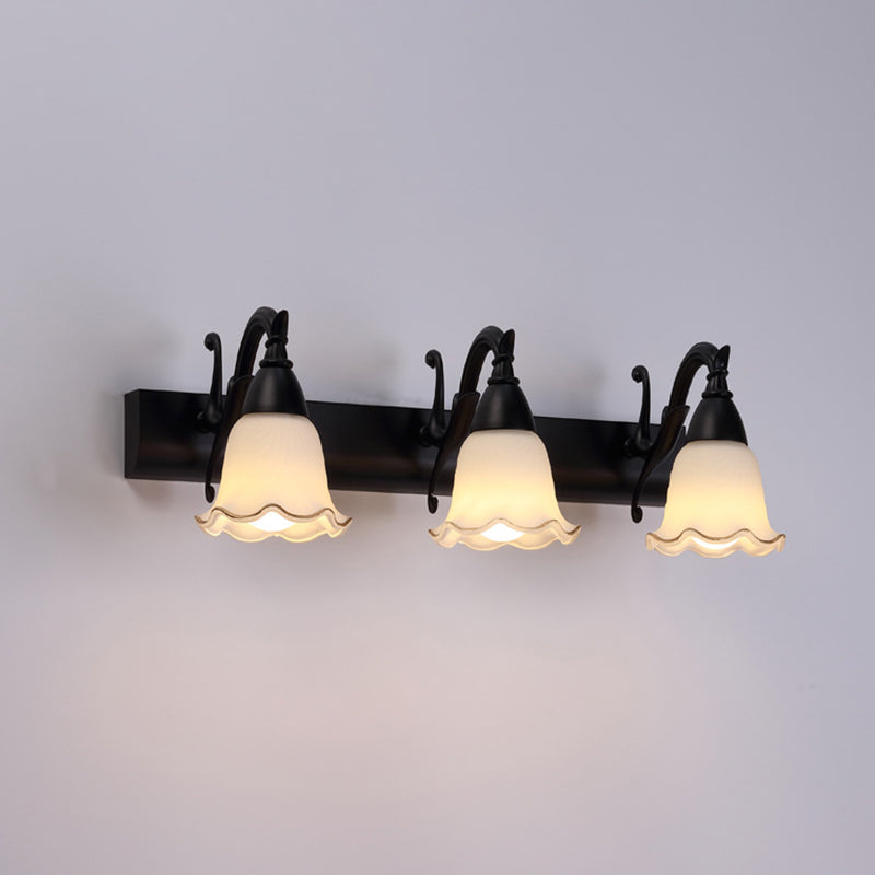 2 Lichter Badezimmerleuchte Amerikanische wasserdichte Lampe über Spiegel in weißem Glasschirm | Karnz
