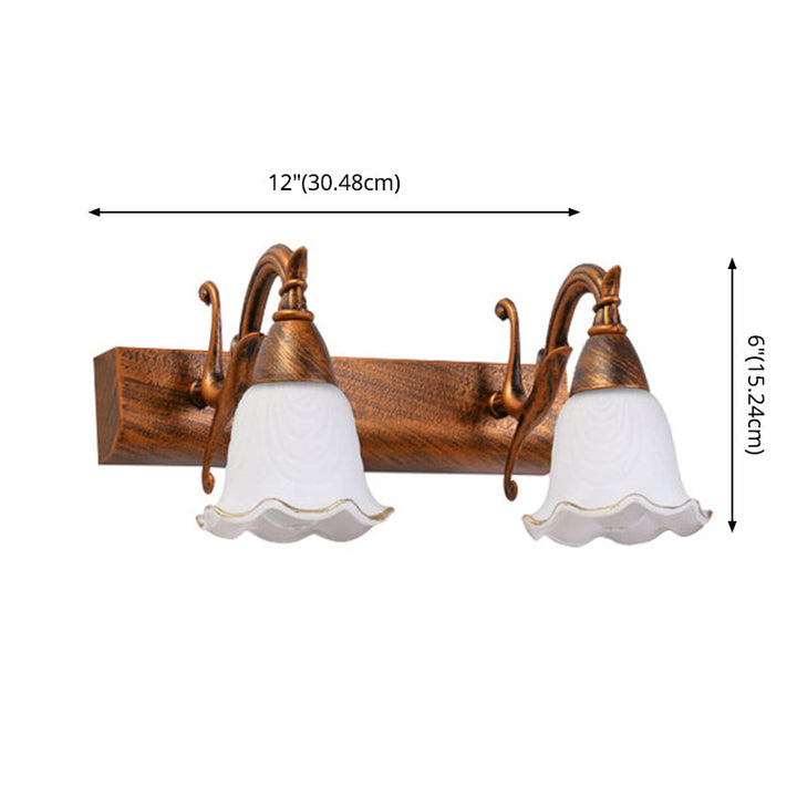 2 Lichter Badezimmerleuchte Amerikanische wasserdichte Lampe über Spiegel in weißem Glasschirm | Karnz