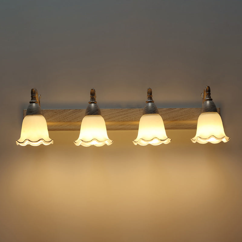 2 Lichter Badezimmerleuchte Amerikanische wasserdichte Lampe über Spiegel in weißem Glasschirm | Karnz