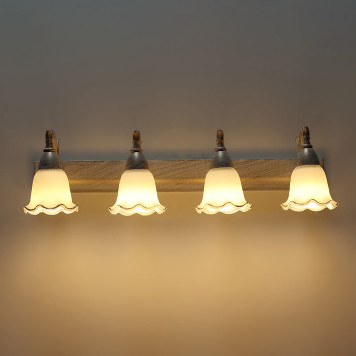 2 Lichter Badezimmerleuchte Amerikanische wasserdichte Lampe über Spiegel in weißem Glasschirm | Karnz