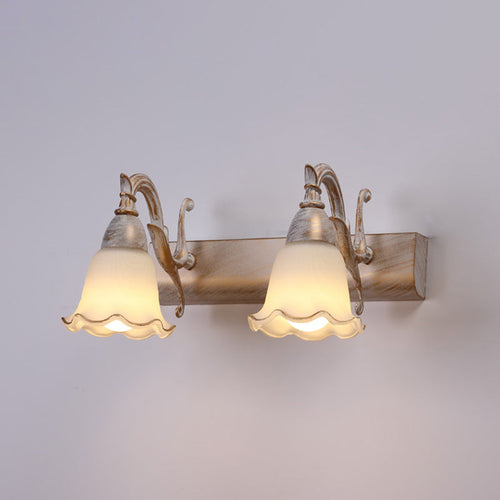 2 Lichter Badezimmerleuchte Amerikanische wasserdichte Lampe über Spiegel in weißem Glasschirm | Karnz