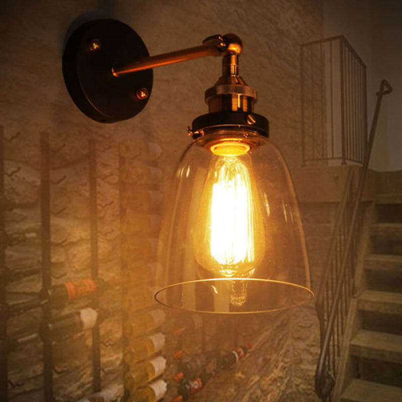 Ovaler Wandspiegel-Lampen Retro-Industriestil Glas Einzelne Spiegel-Lampe | Karnz