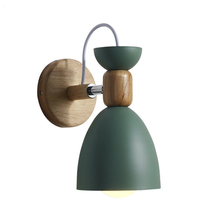Nordic Macaroon Stil Wandstrahler 1 Licht Holzarm Wandmontage Licht in Metallschirm | Karnz