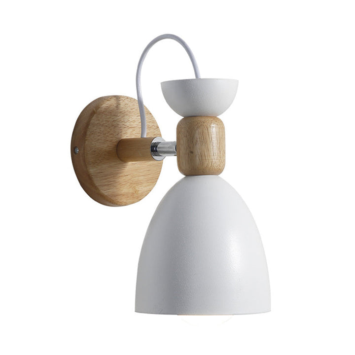 Nordic Macaroon Stil Wandstrahler 1 Licht Holzarm Wandmontage Licht in Metallschirm | Karnz