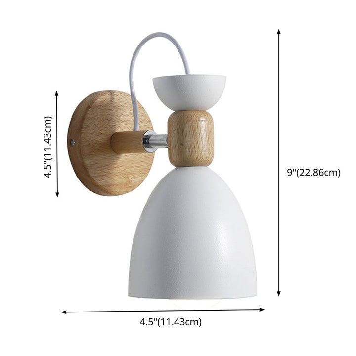 Nordic Macaroon Stil Wandstrahler 1 Licht Holzarm Wandmontage Licht in Metallschirm | Karnz