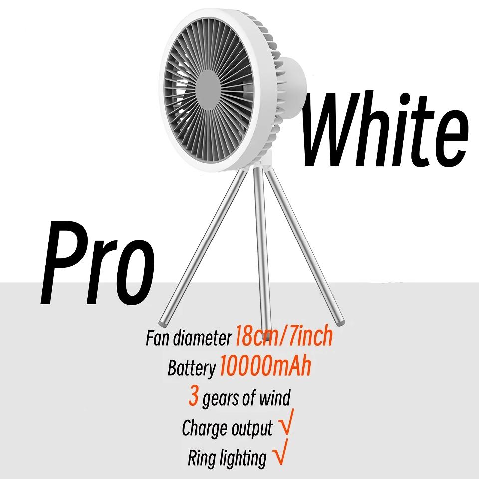 Wiederaufladbarer 10.000mAh Camping Ventilator mit LED-Beleuchtung und Powerbank | Karnz