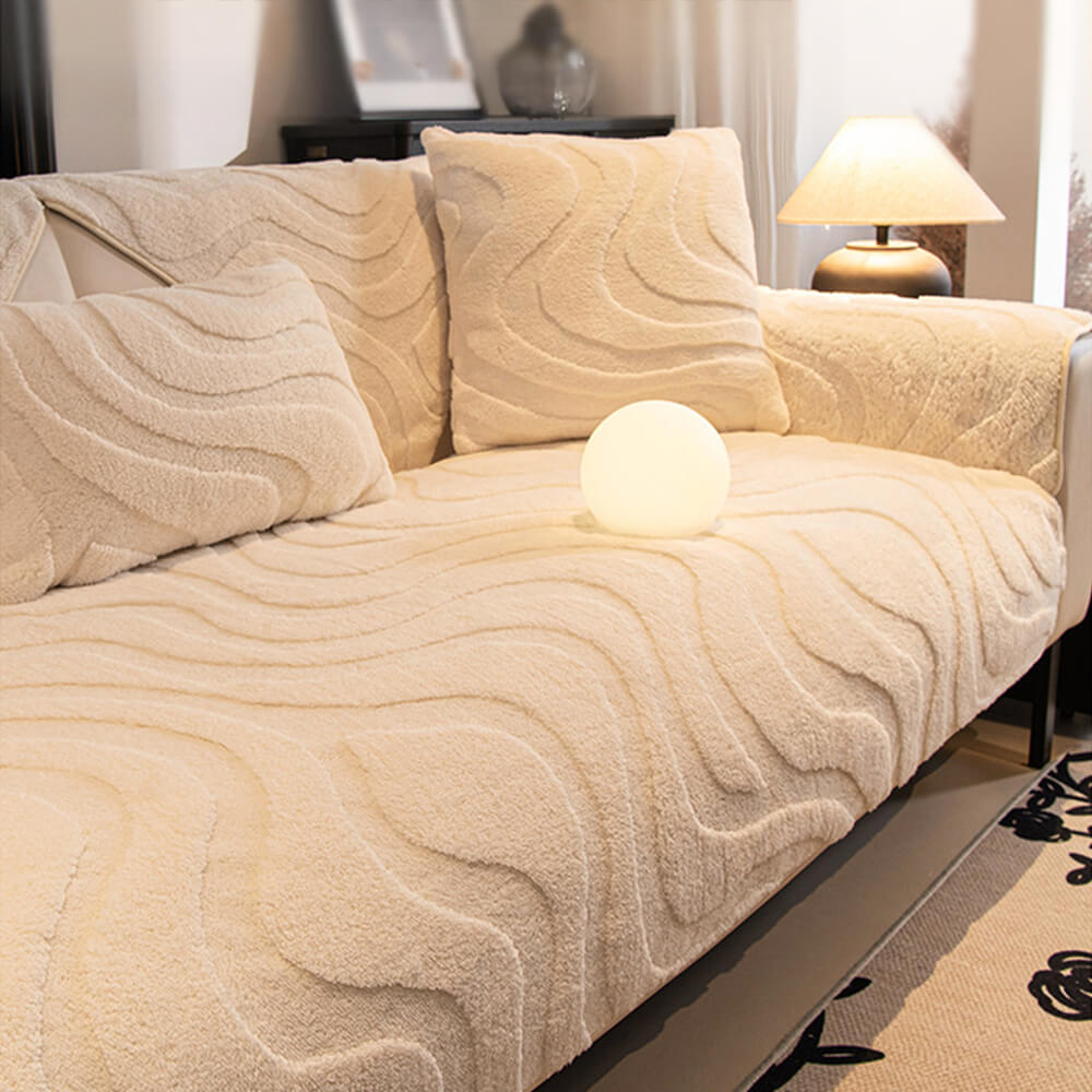 Warme Plüsch Kurvige Jacquard Rutschfeste Sofa-Schutzhülle | Karnz