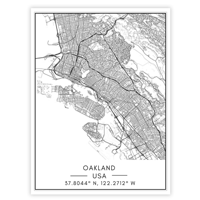Stadtplan von Oakland – Leinwandbild