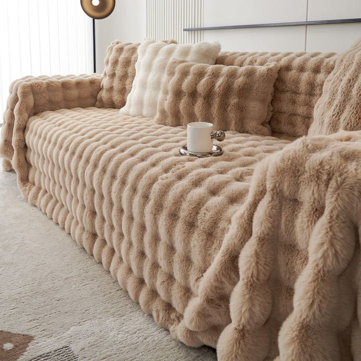 Luxe Ripple Faux Fur Sofa Cover - Modern, Stylisch & Langlebig Sofa Schutz | Karnz