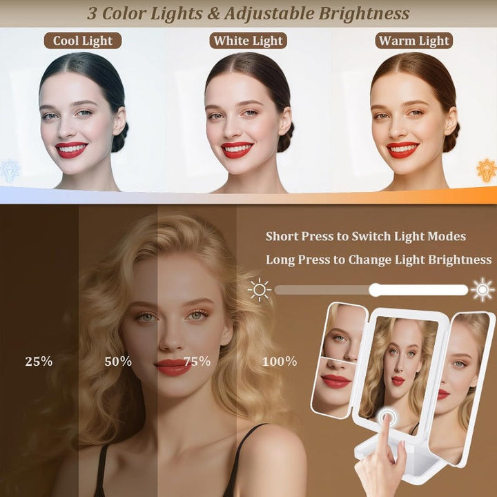Tri-Fold LED Schminkspiegel Karnz