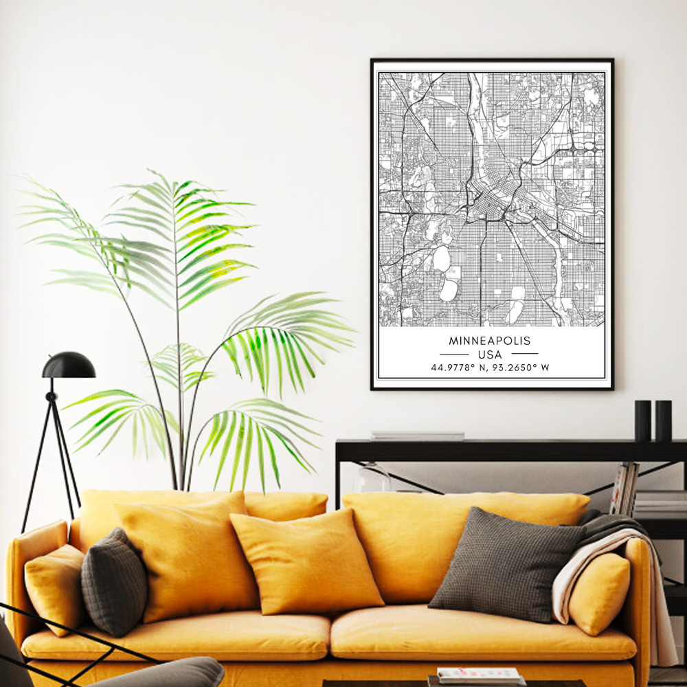 Stadtplan von Minneapolis – Leinwandbild