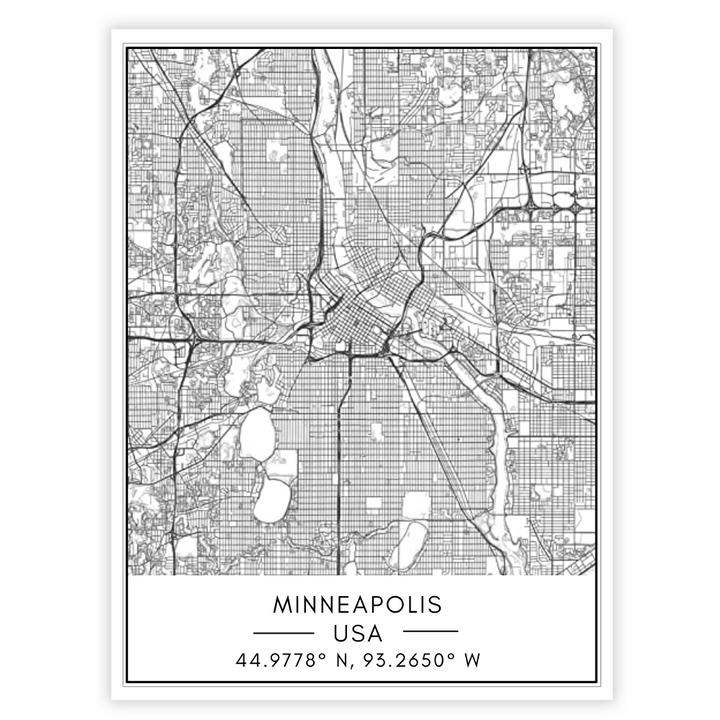 Stadtplan von Minneapolis – Leinwandbild