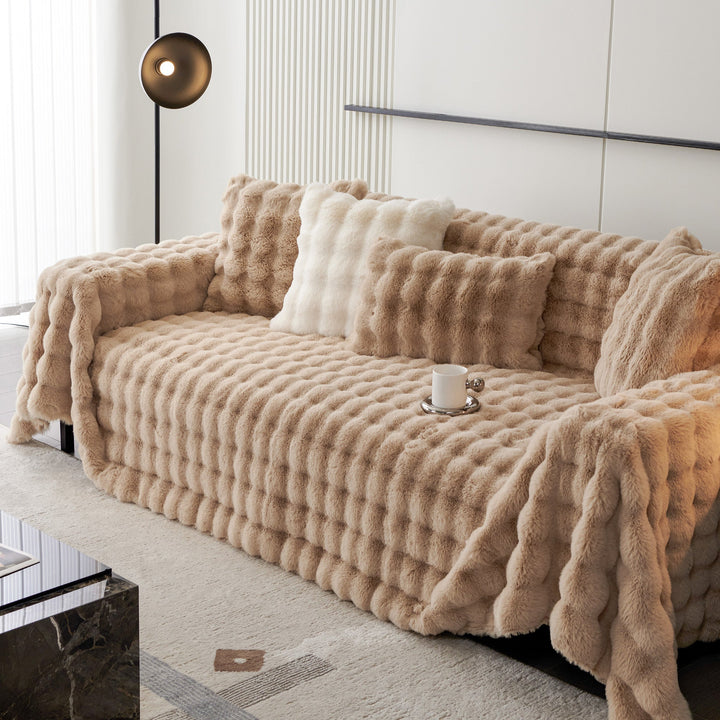 Luxe Ripple Faux Fur Sofa Cover - Modern, Stylisch & Langlebig Sofa Schutz | Karnz