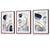 Abstrakte marineblaue und goldene Formen, 3er-Set gerahmte Kunstdrucke