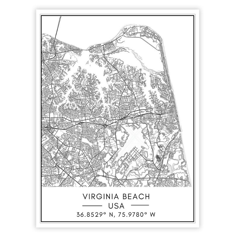 Stadtplan von Virginia Beach – Leinwandbild