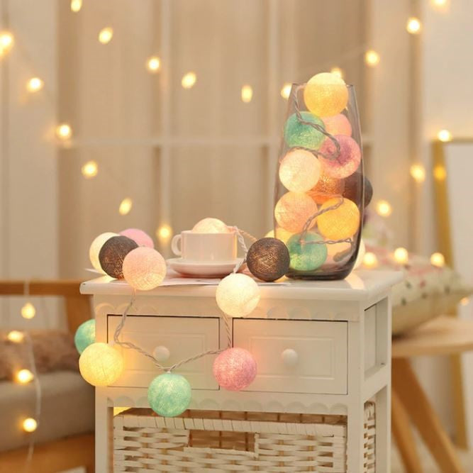 Fröhliche Baumwolle Licht Ball Girlande - LumiBall | Karnz