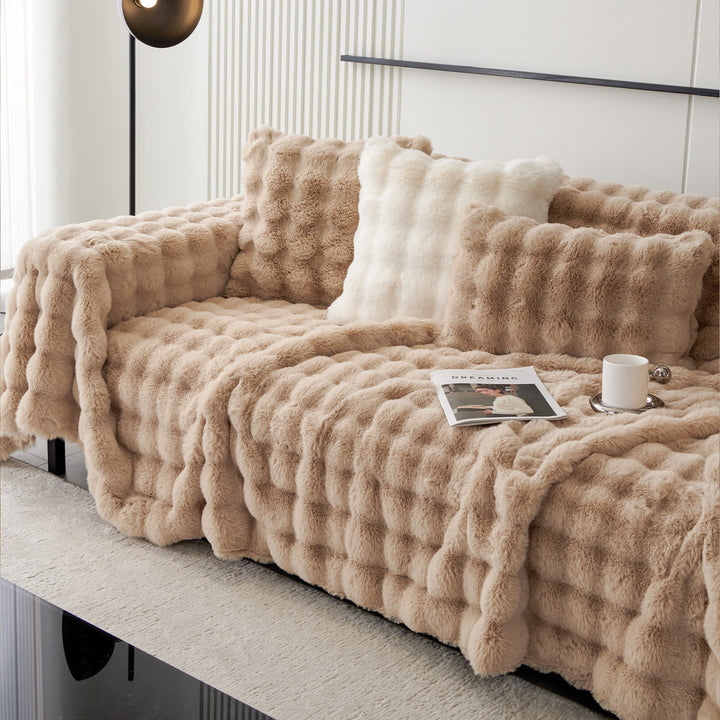 Luxe Ripple Faux Fur Sofa Cover - Modern, Stylisch & Langlebig Sofa Schutz | Karnz