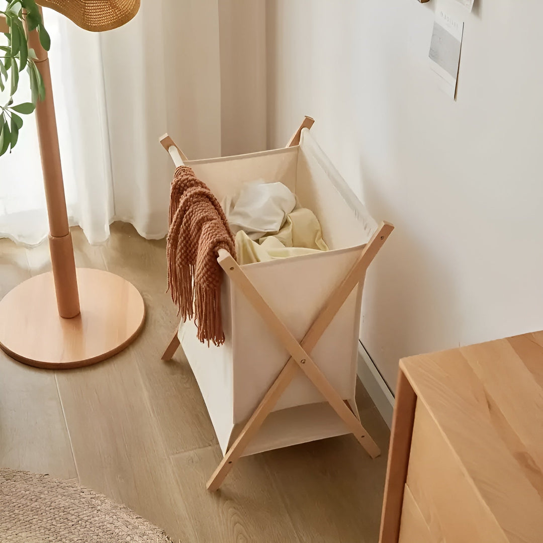 Faltbarer Wäschekorb aus Holz – Robustes Holzesdesign | Dekorativ und funktional | Karnz