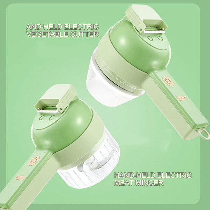 4 In 1 Handheld Elektrischer Gemüseschneider Set | Karnz