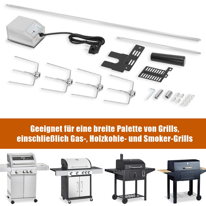BBQ Grillspieß Edelstahl Motor 4x Fleischnadel | Karnz