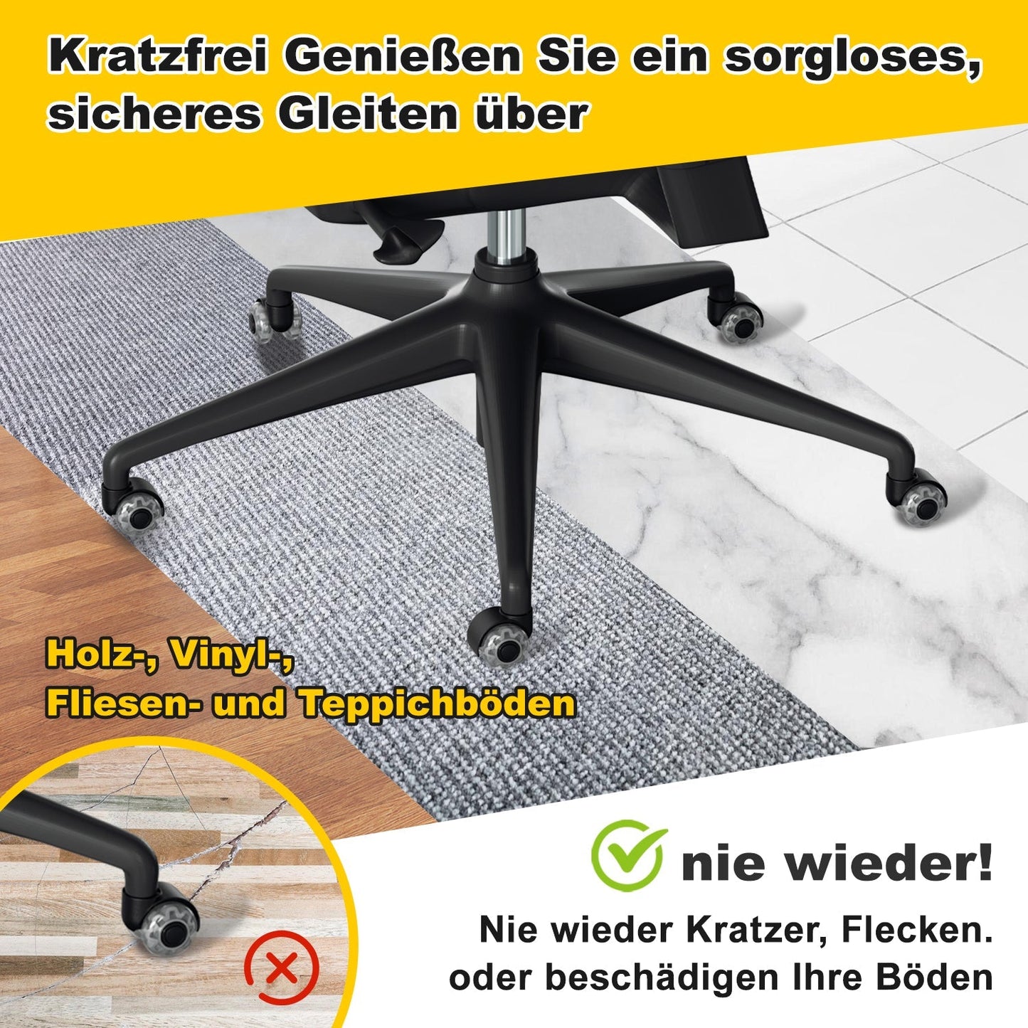 5 Stück BürostuhlRollen Drehstuhlrollen 10mm x 22mm | Karnz