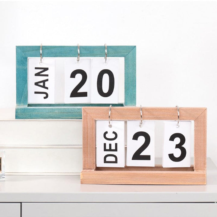 Niederländischer Teakholz-Schreibtischkalender | Karnz