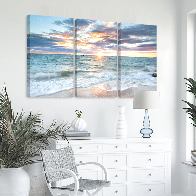 3 Stück Sonnenaufgang Strand Landschaft Poster Leinwand | Karnz