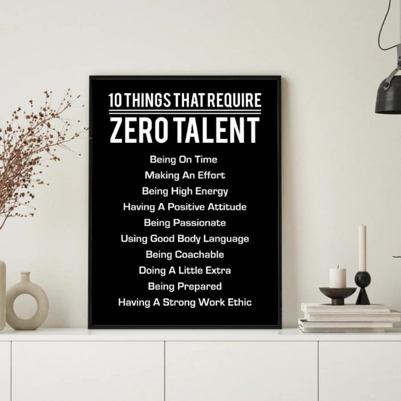 10 Dinge, die kein Talent erfordern Poster Leinwandmalerei Wand | Karnz