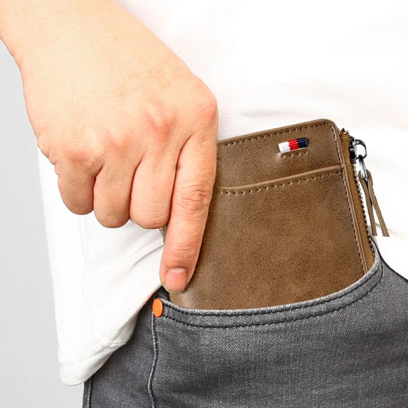 Herren-Geldbörse mit Reißverschluss, Echtleder (RFID-geschützt)