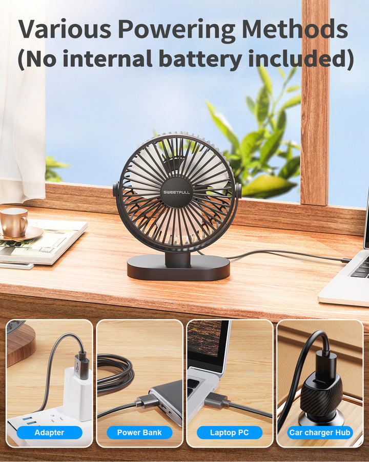 6,5 Zoll USB Kleiner Tischventilator für Zuhause Büro Auto Outdoor Reisen | Karnz
