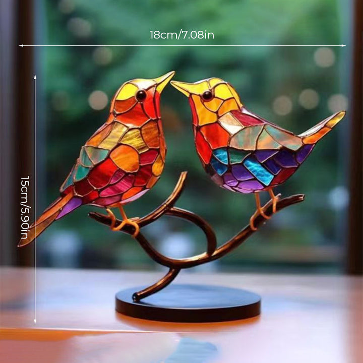 Vögel auf Ästen Gefärbte Acrylornamente, Doppelseitiger Mehrfarbiger Stil | Karnz