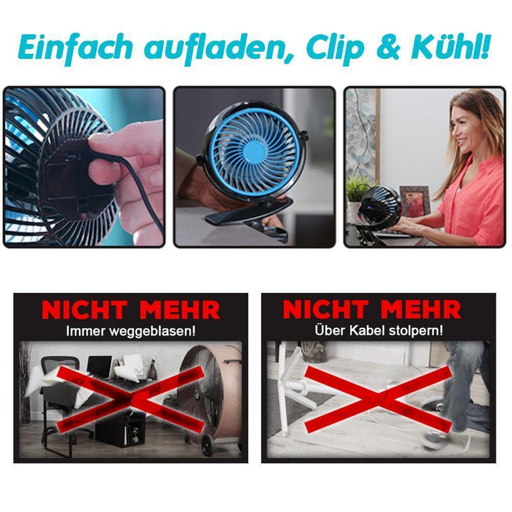 360 ° Tragbarer & Wiederaufladbarer Lithium-Ionen Ventilator | Karnz