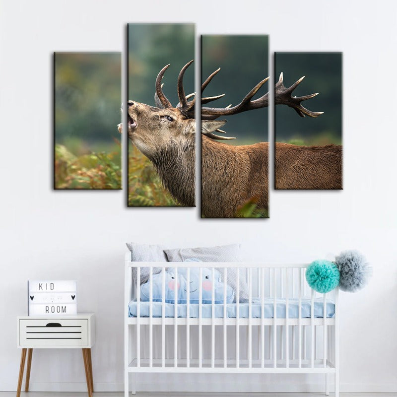 4 Stück Blökende Elch - Leinwand Wandkunst Malerei | Karnz