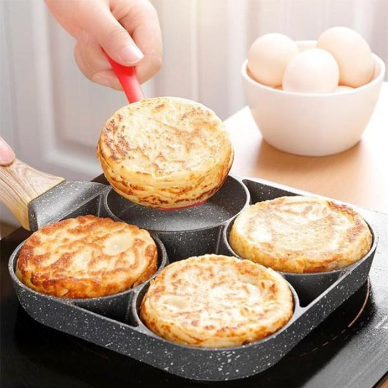 Eierpfanne mit vier Mulden, Frühstücksomelett-Pfanne, Haushaltsbratpfanne, Antihaftpfanne