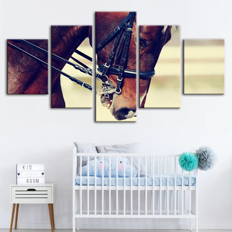 5 Stück Anmutige Halfterpferd - Leinwand Wandkunst Gemälde