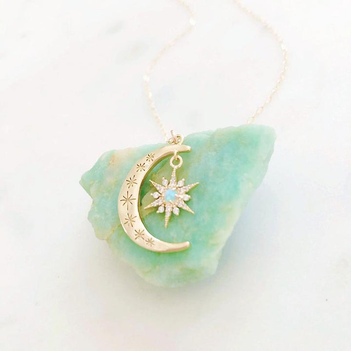 Moon & Sun Croissant Necklace | Karnz