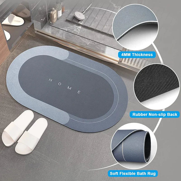 Badematte Wasserabsorbierend Rutschfest Ovalform Karnz