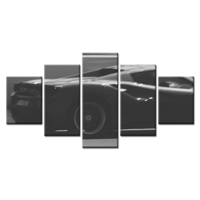 5-teilige Nahaufnahme Klassisches Schwarzes Auto - Leinwand Wandkunst Gemälde
