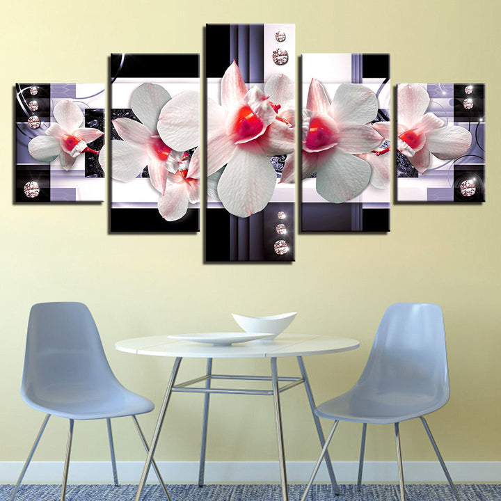 Zarte Pink Zentrale Orchideen 5 Teile - Leinwand Wandkunst Malerei