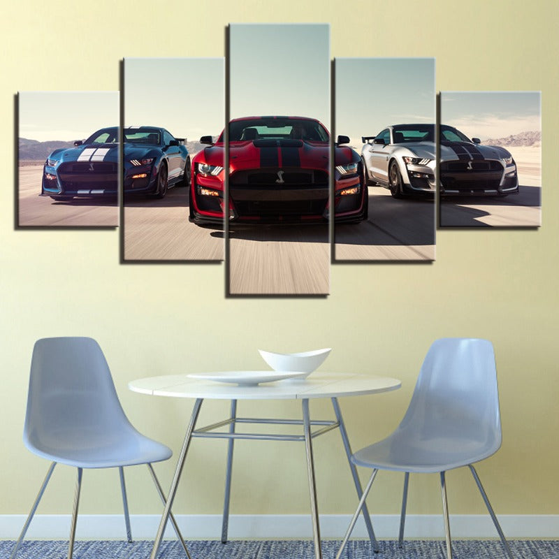 5 Stück Rennwagen - Leinwand Wandkunst Gemälde