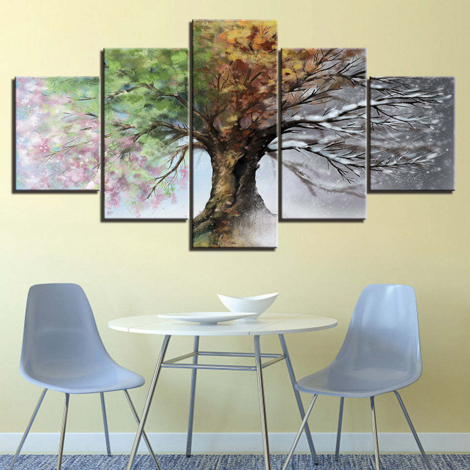All Season Tree - Leinwand Wandkunst Gemälde