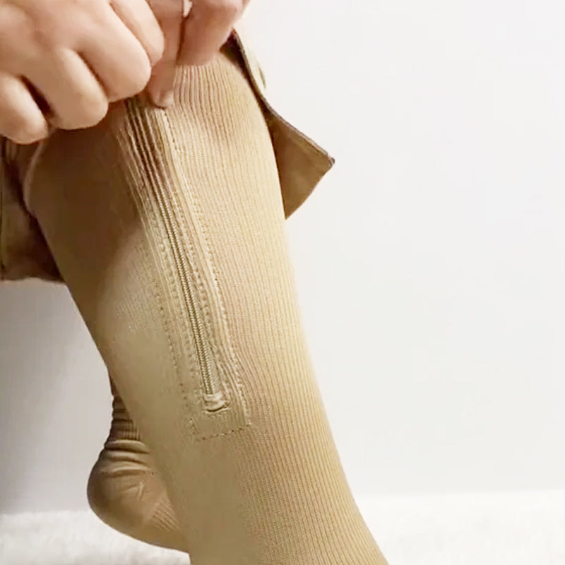 Elastische Kompressionsstrümpfe mit Reißverschluss