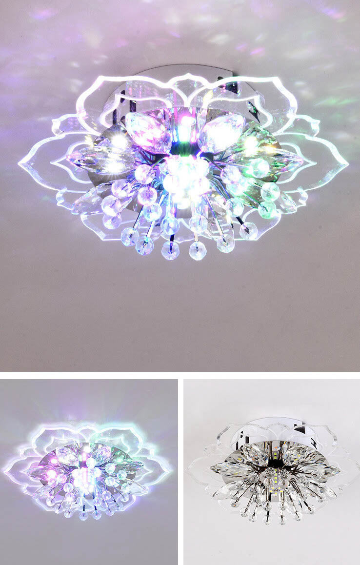 Karnz GlowPetal | LED Kristall Deckenleuchte | Blütenform, RGB Farbwechsel & energieeffizient