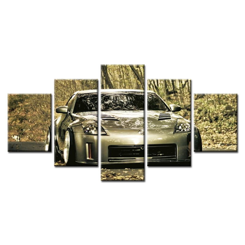 5-Teiliges Nahaufnahme Metallisches Auto - Canvas Wandkunst Gemälde