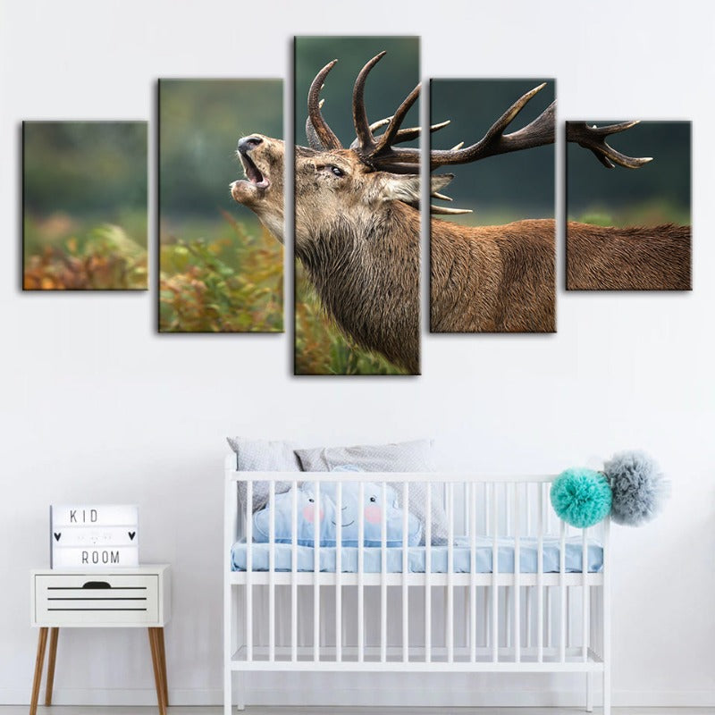 5 Stück blöckendes Elch - Leinwand Wandkunst Malerei